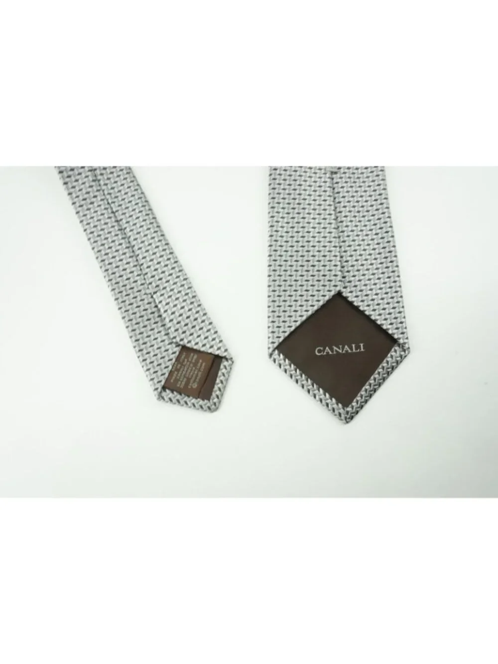 Canali Stainless Graphite Gray Geometric Silk Tie Brand New With Tags